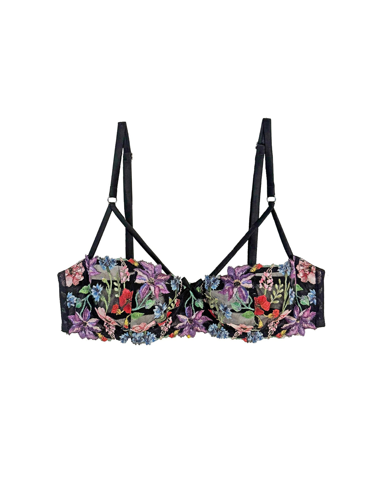 Black Wildfleur Balconette Bra | Fleur du Mal