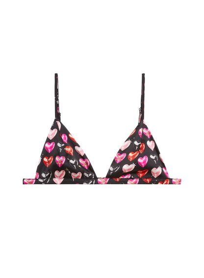 Black Heartbreaker Print Luxe Triangle Bra | Fleur du Mal
