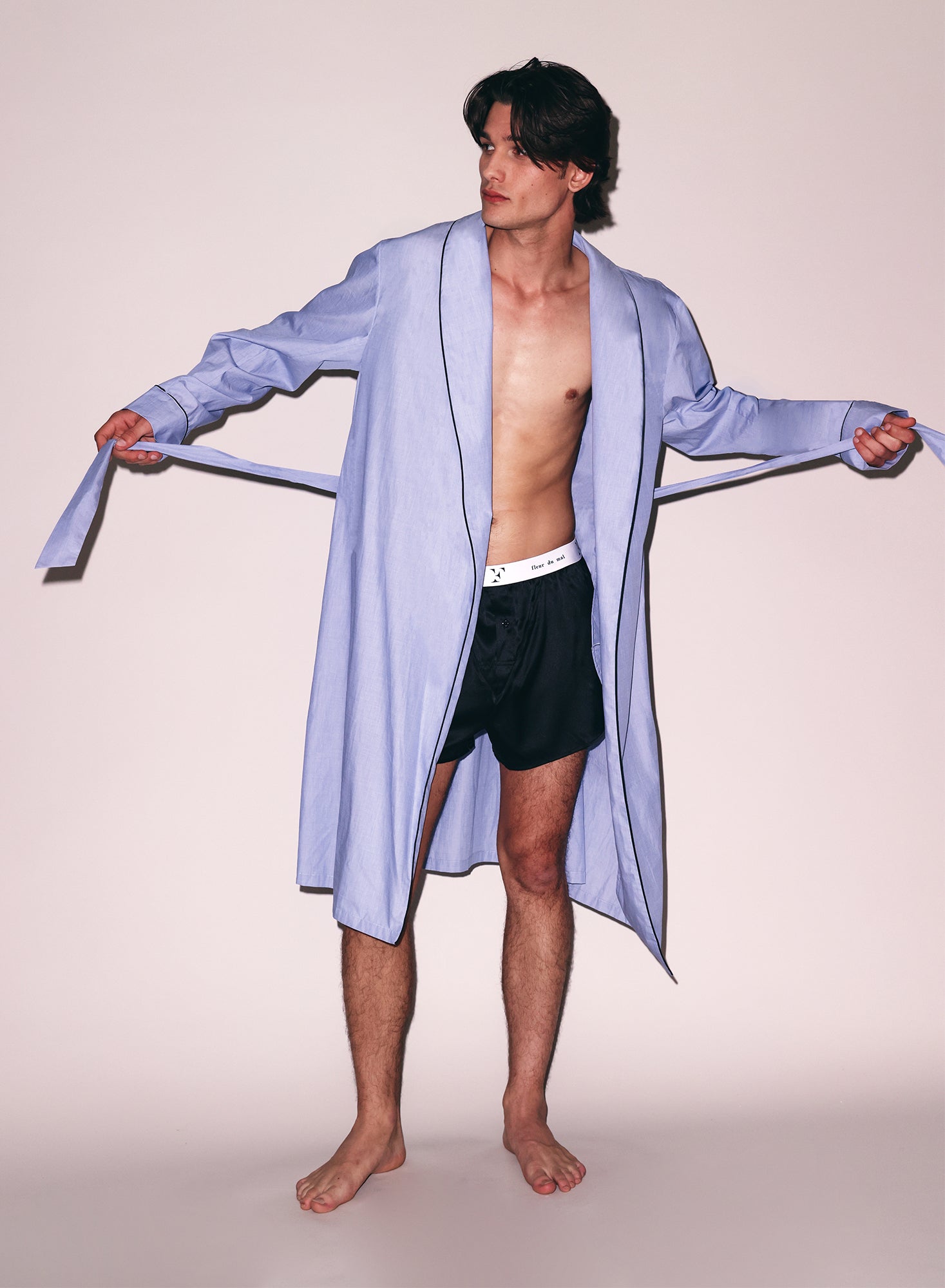 Pacific Blue Men's Poplin Robe | Fleur du Mal