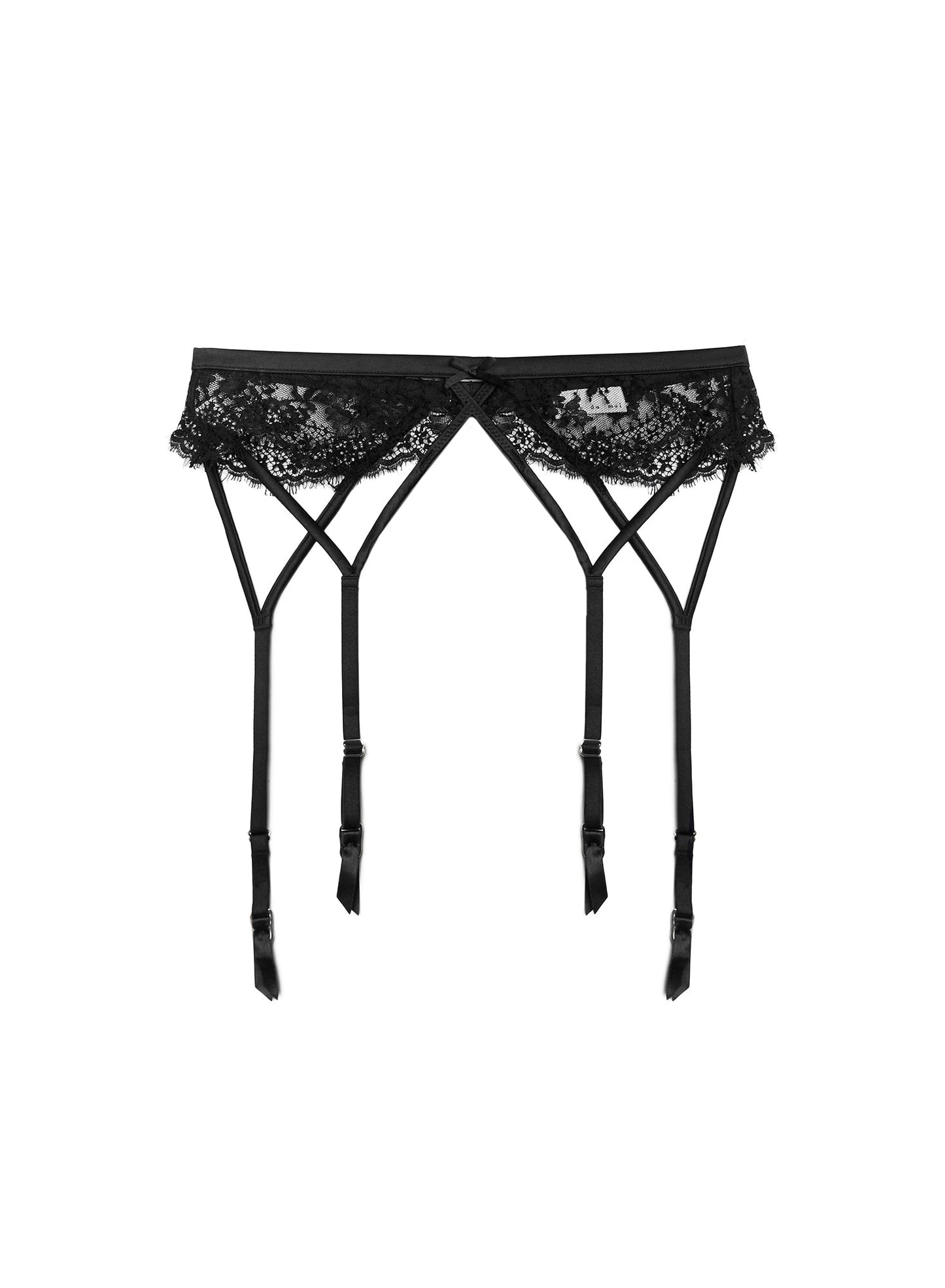 Black Frankie Lace Strappy Garter Belt | Fleur du Mal