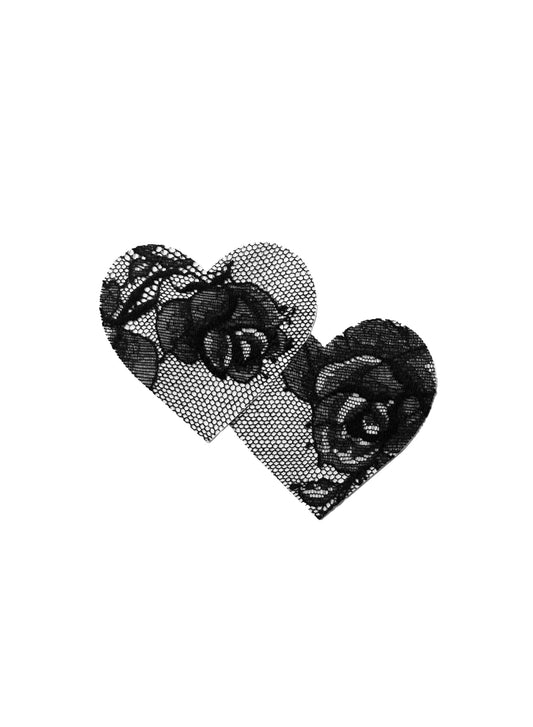 Black Bouquet Lace Heart Nipple Pasties | Fleur du Mal