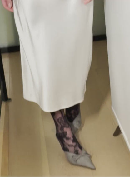 White Silk Cowl Slip Dress | Fleur du Mal