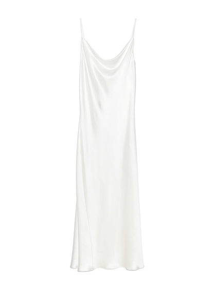 White Silk Cowl Slip Dress | Fleur du Mal