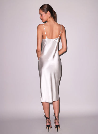 White Silk Cowl Slip Dress | Fleur du Mal