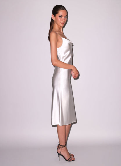 White Silk Cowl Slip Dress | Fleur du Mal