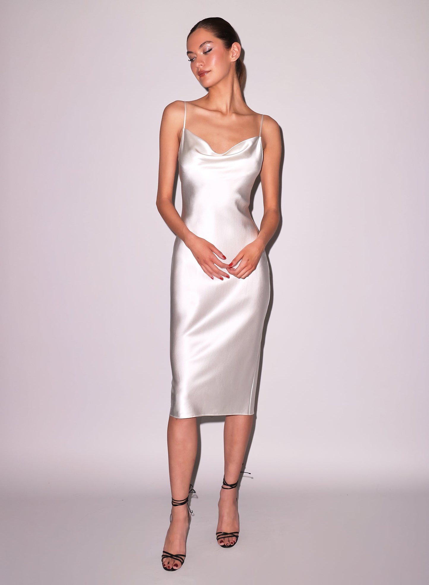 White Silk Cowl Slip Dress | Fleur du Mal