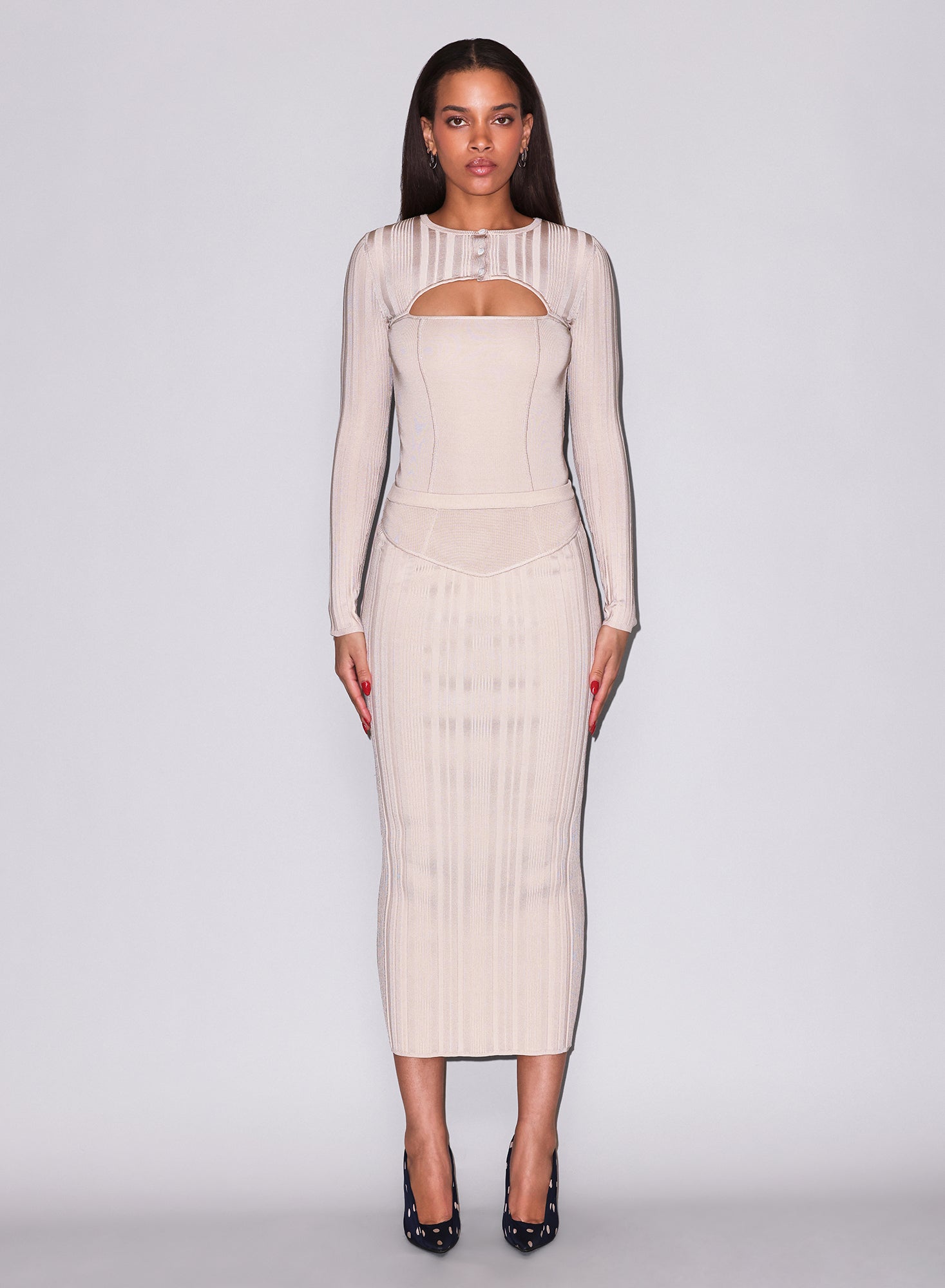 Tahini Rib Maxi Skirt | Fleur du Mal