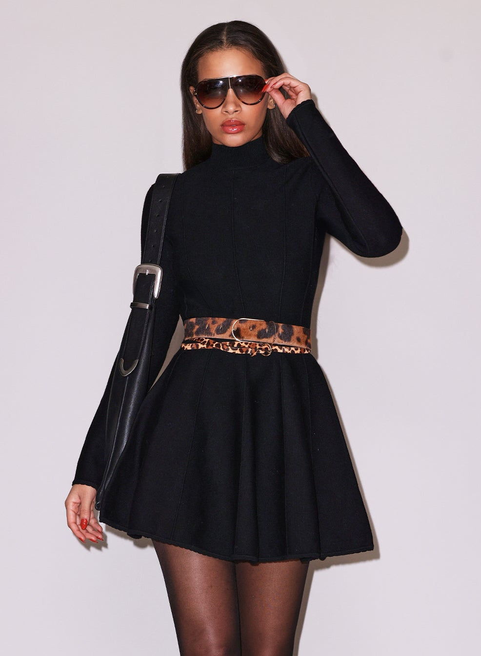 Black Long Sleeve Flared Corset Dress | Fleur du Mal