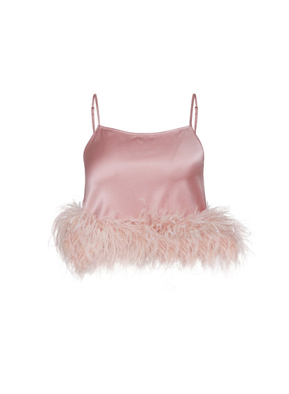 Rose Pink Feather Cropped Cami | Fleur du Mal