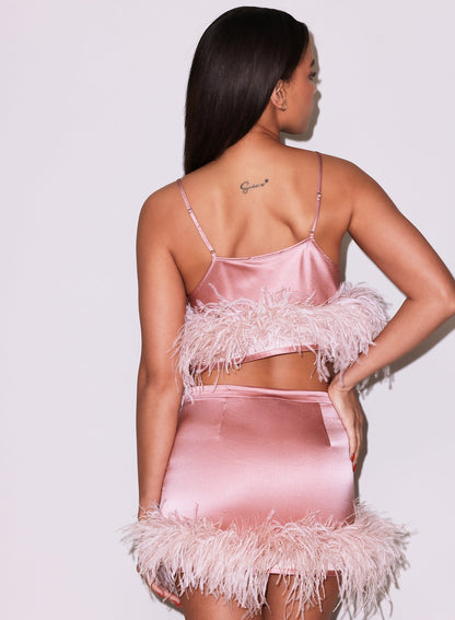 Rose Pink Feather Cropped Cami | Fleur du Mal