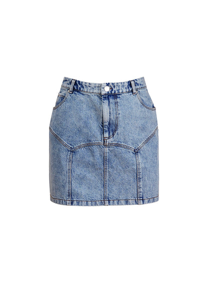 Acid Denim Blue Denim Garter Skirt | Fleur du Mal