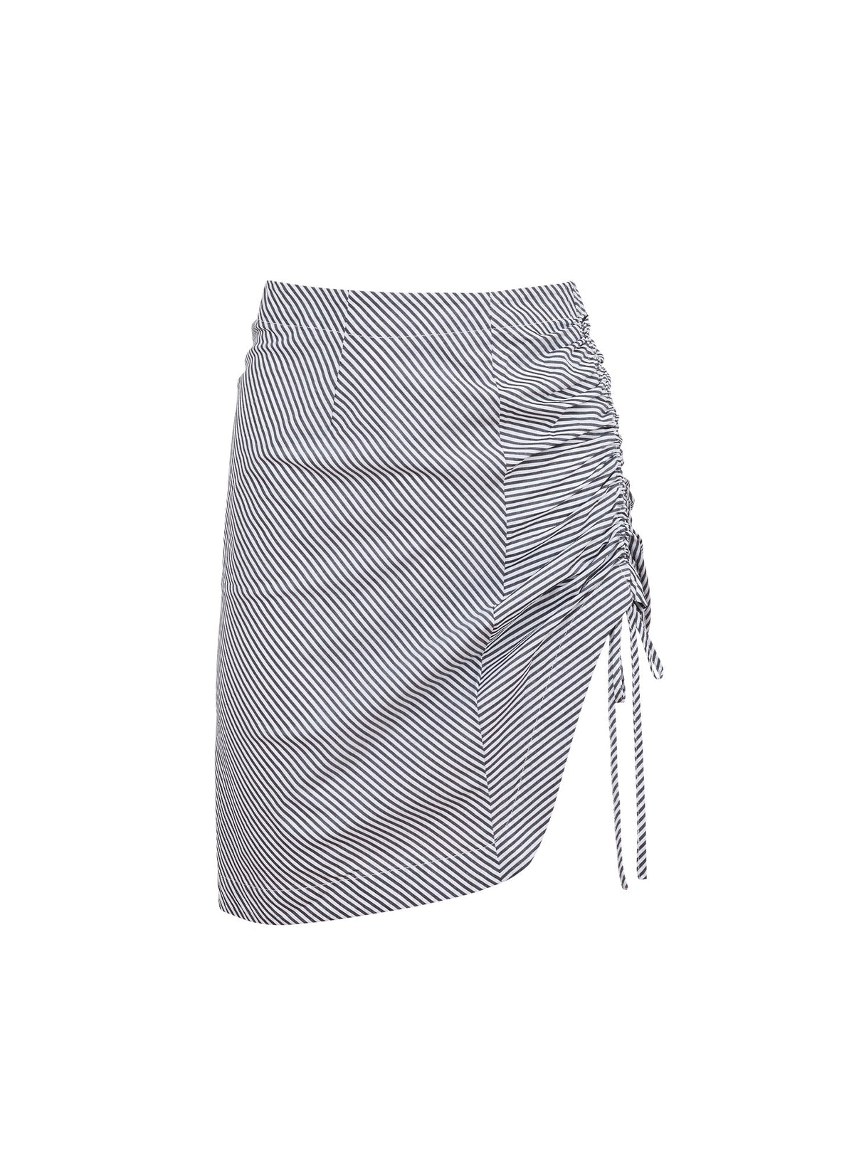 Black Stripe Poplin Draped Ruched Skirt | Fleur du Mal