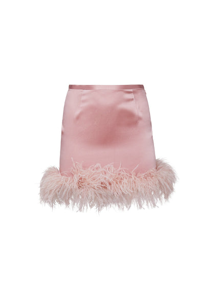 Rose Pink Feather Mini Skirt | Fleur du Mal