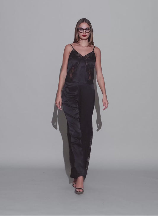 Black Juliet Silk & Lace Pant | Fleur du Mal