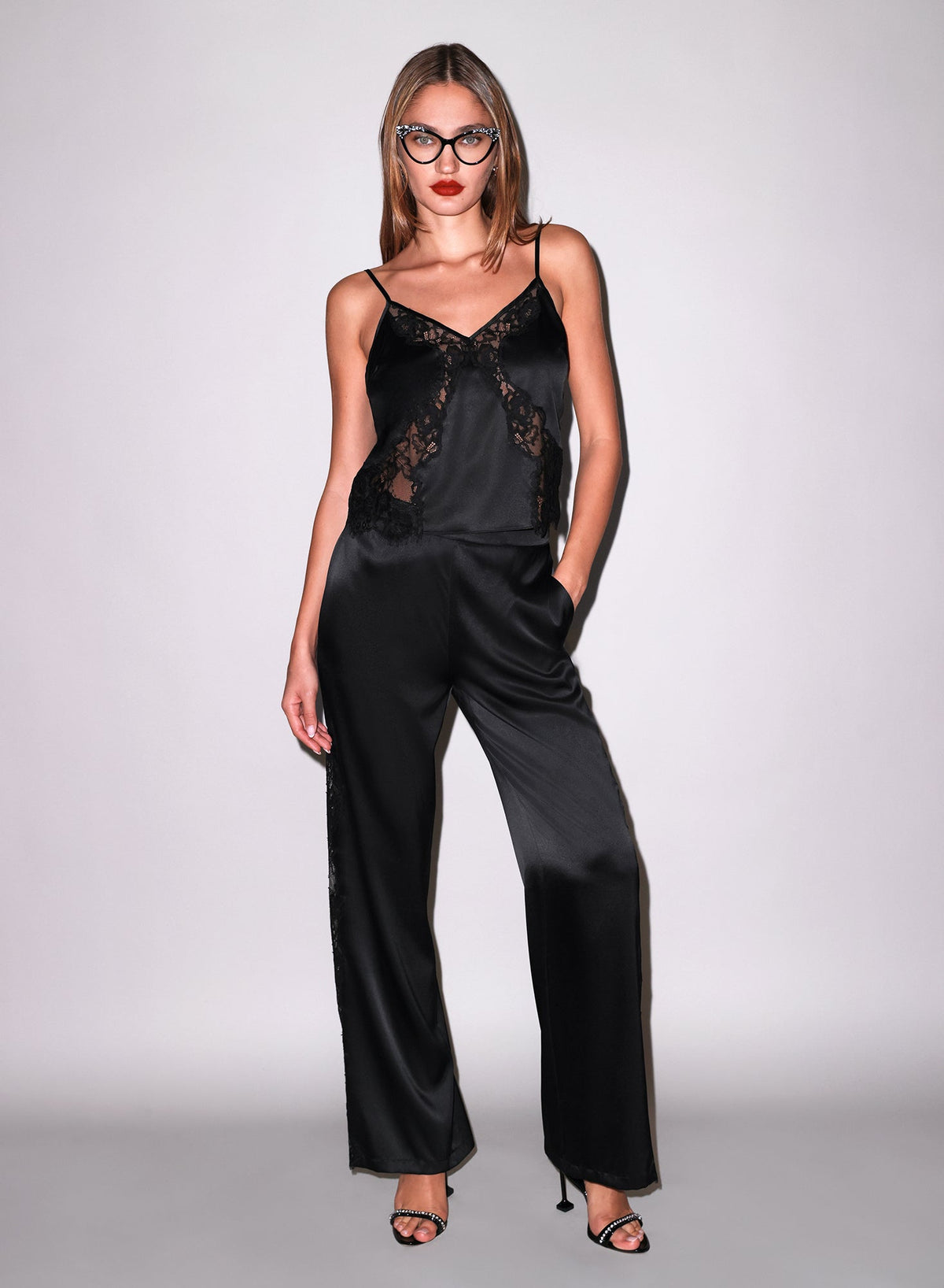 Black Juliet Silk & Lace Pant | Fleur du Mal
