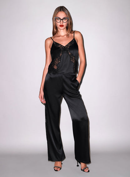 Black Juliet Silk & Lace Pant | Fleur du Mal