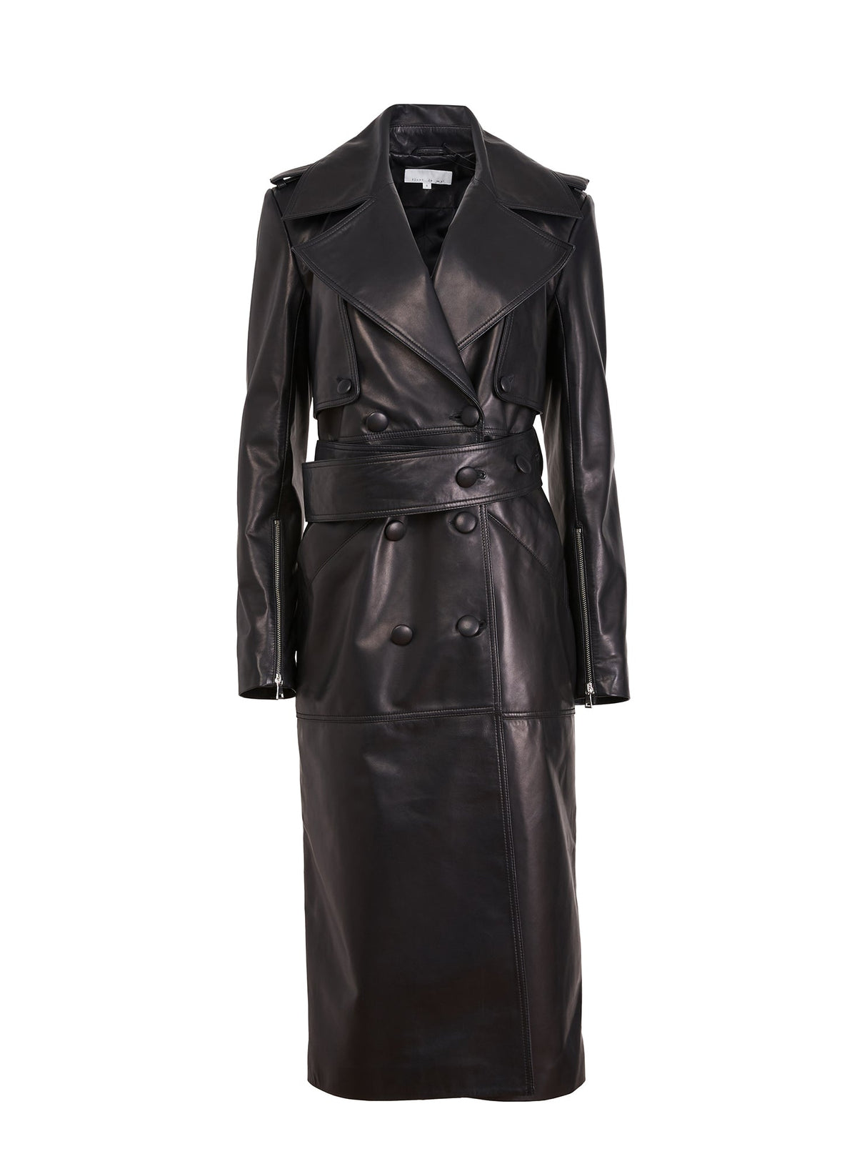 Black Moto Leather Trench Coat | Fleur du Mal