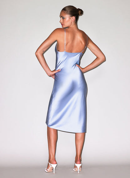 Cloud Blue Silk Cowl Slip Dress | Fleur du Mal