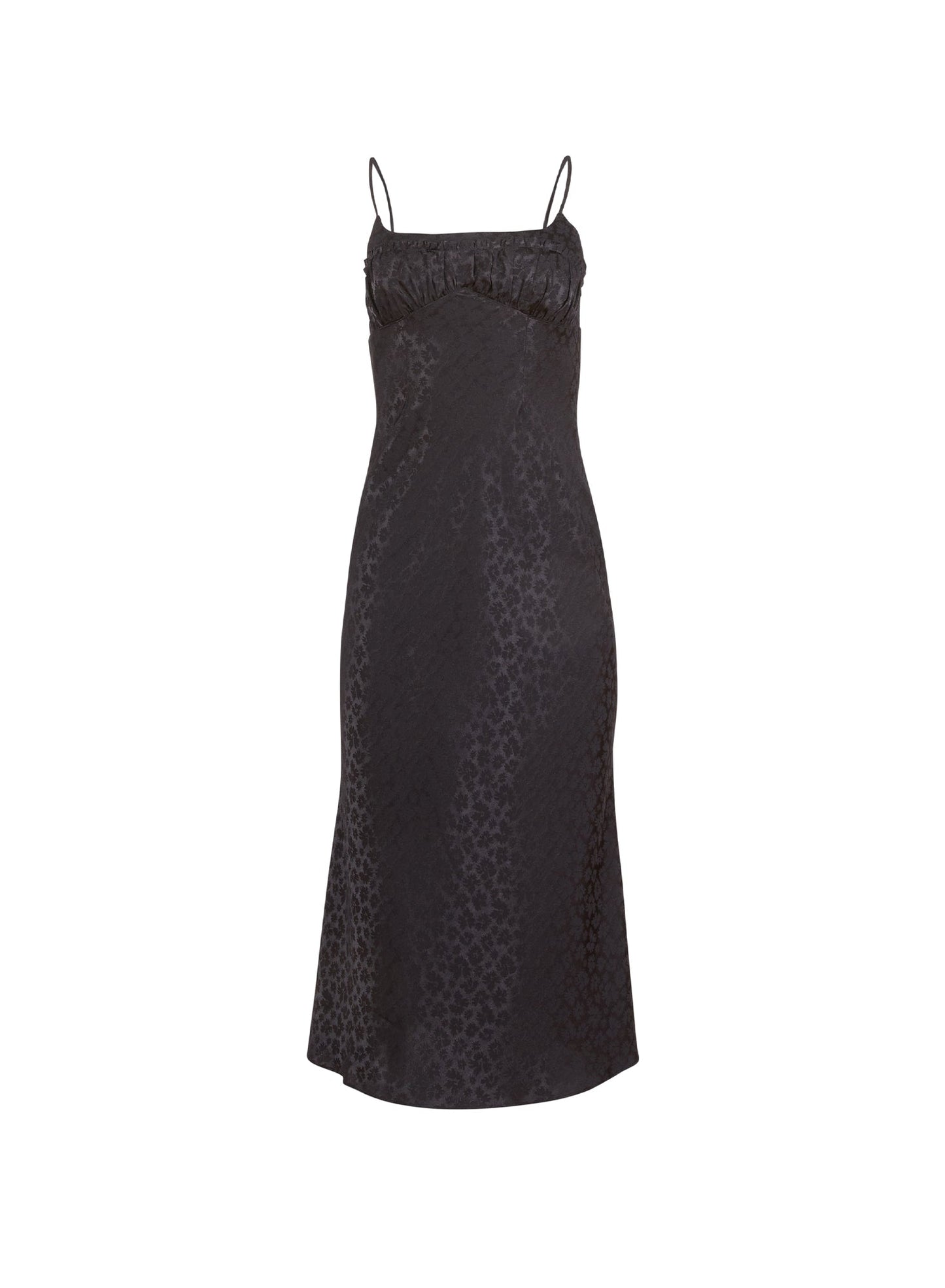 Black Pansy Jacquard Ruched Bust Dress | Fleur du Mal