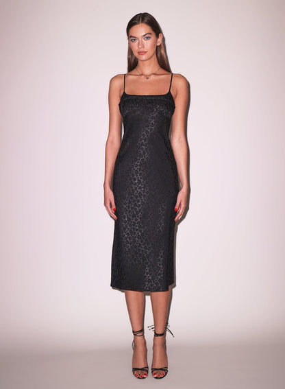 Black Pansy Jacquard Ruched Bust Dress | Fleur du Mal
