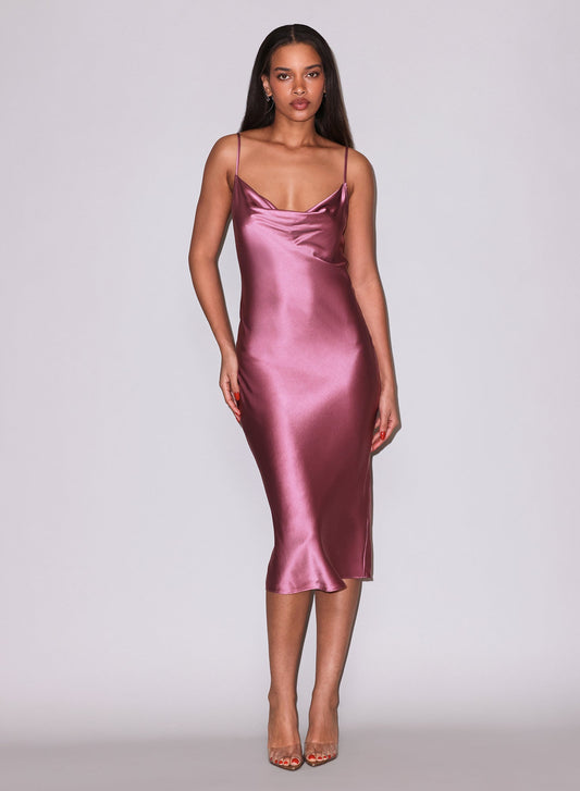 Pink Rosewood Silk Cowl Slip Dress | Fleur du Mal