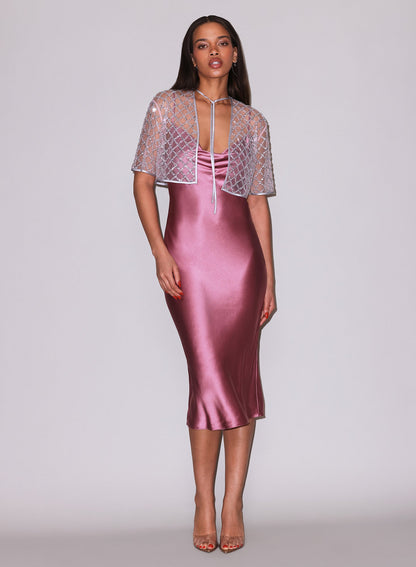 Pink Rosewood Silk Cowl Slip Dress | Fleur du Mal