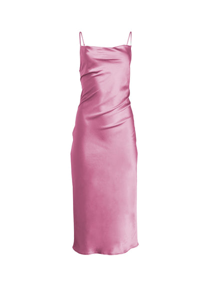 Pink Rosewood Silk Cowl Slip Dress | Fleur du Mal