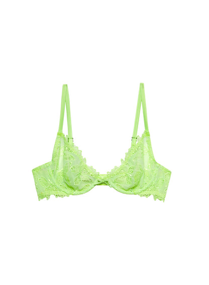 Light Neon Green Papillon Demi Bra | Fleur du Mal