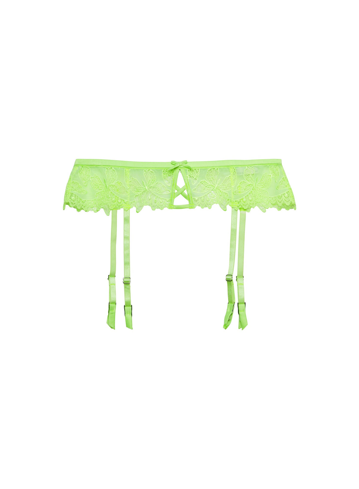 Light Neon Green Papillon Garter Belt | Fleur du Mal
