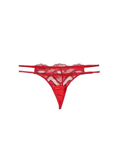 Rouge Hendrix Embroidery V-String | Fleur du Mal