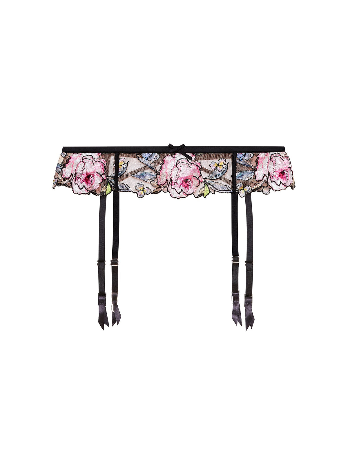 Black Fidelia Embroidery Garter Belt | Fleur du Mal