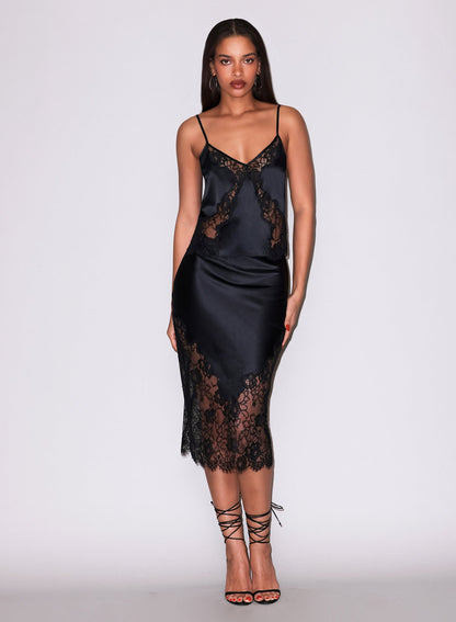 Black Juliet Lace Silk Cami | Fleur du Mal
