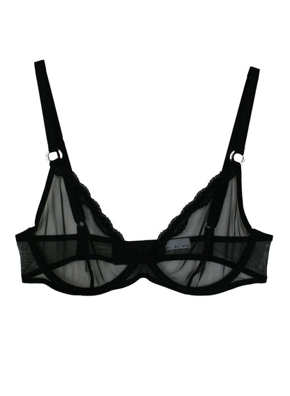 Black Sheer Tulle Demi Bra | Fleur du Mal