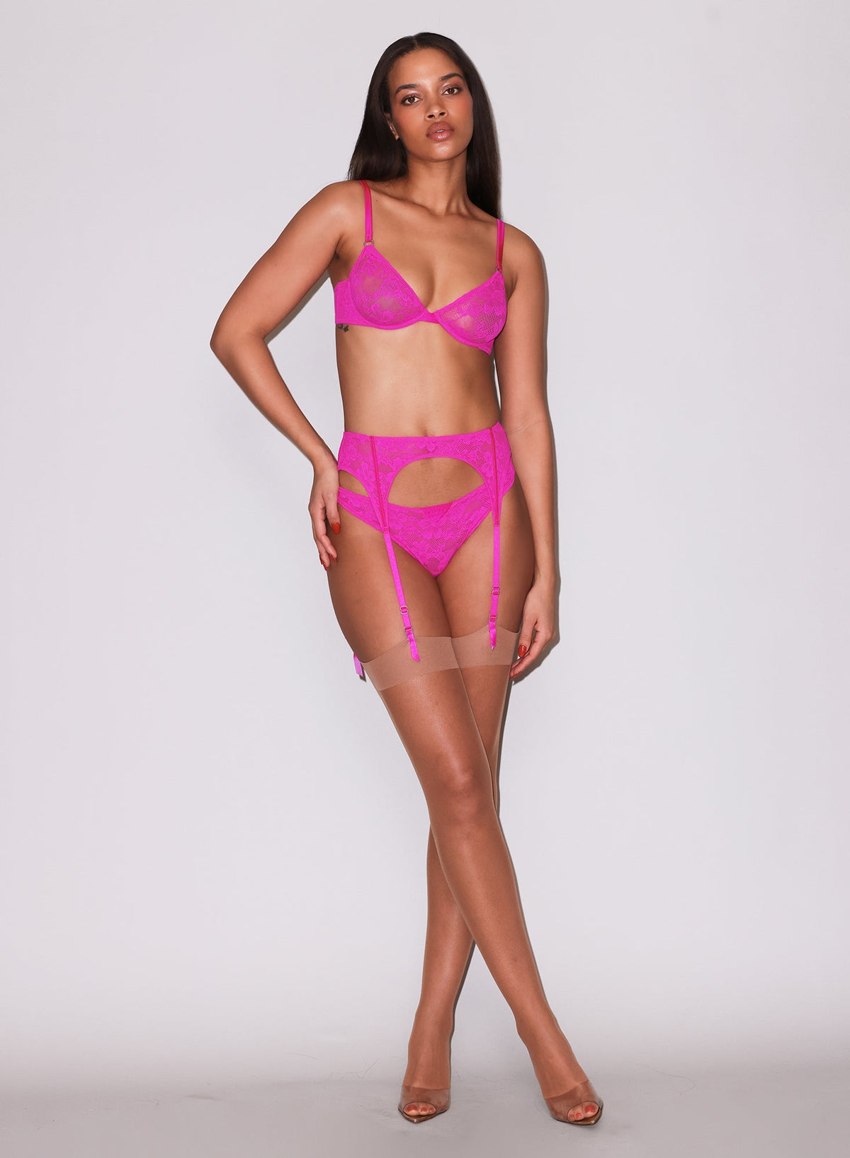 Wild Pink Le Stretch Lace Demi Bra | Fleur du Mal
