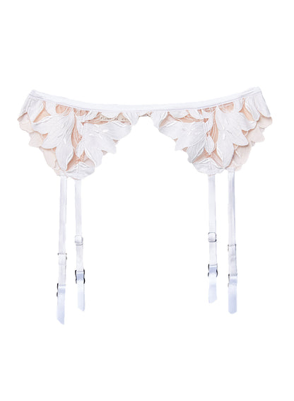 Ivory Lily Embroidery Garter Belt | Fleur du Mal