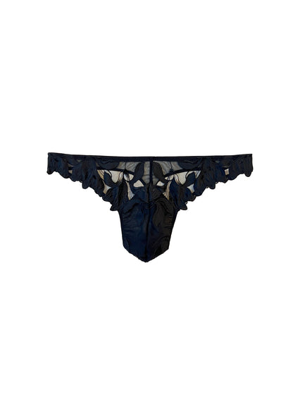 Black Men's Lily Embroidery Thong | Fleur du Mal