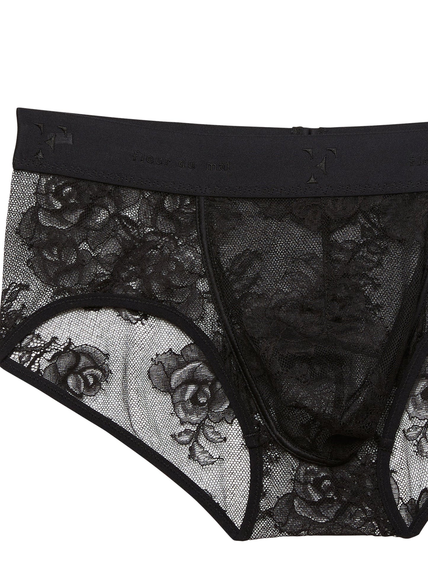 Black Men's Bouquet Lace Brief | Fleur du Mal