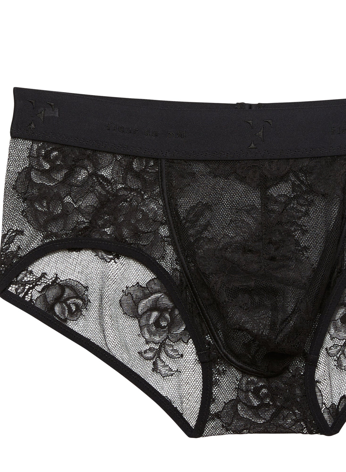 Black Men's Bouquet Lace Brief | Fleur du Mal