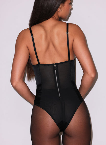 Black Satin Bullet Bodysuit | Fleur du Mal