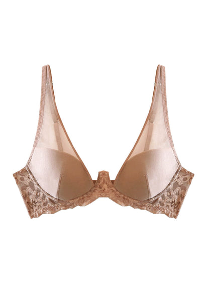 Tan Charlotte Sheer Overlay Demi Bra | Fleur du Mal