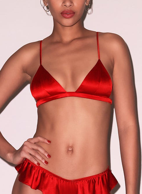 Red Luxe Triangle Bra | Fleur du Mal