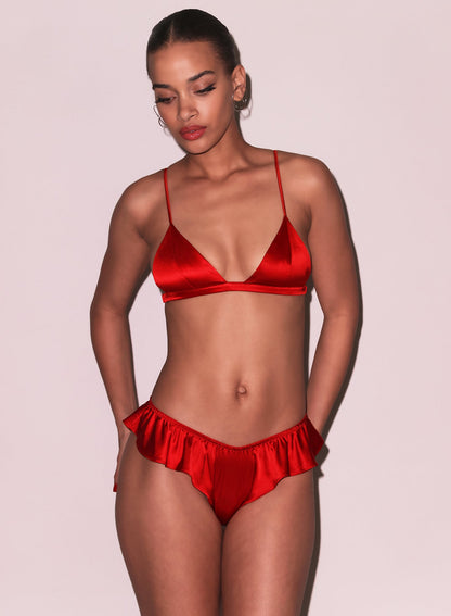 Red Luxe Triangle Bra | Fleur du Mal