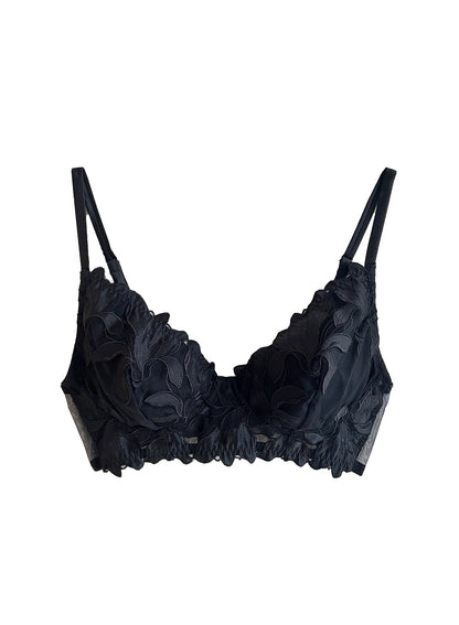 Black Lily Embroidery Post Surgical Bra | Fleur du Mal