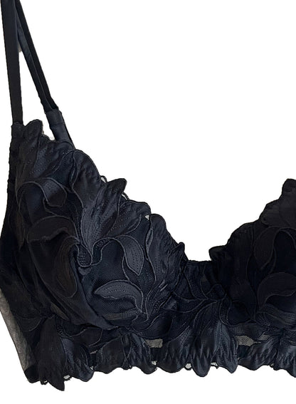 Black Lily Embroidery Post Surgical Bra | Fleur du Mal