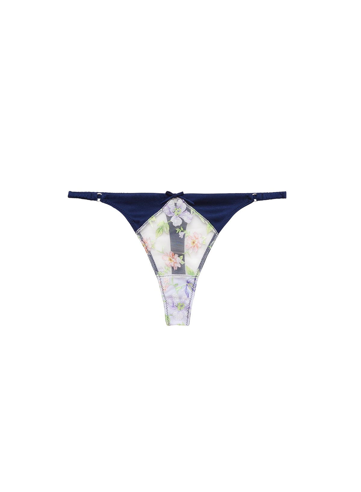 Midnight Navy Elara Embroidery Thong | Fleur du Mal