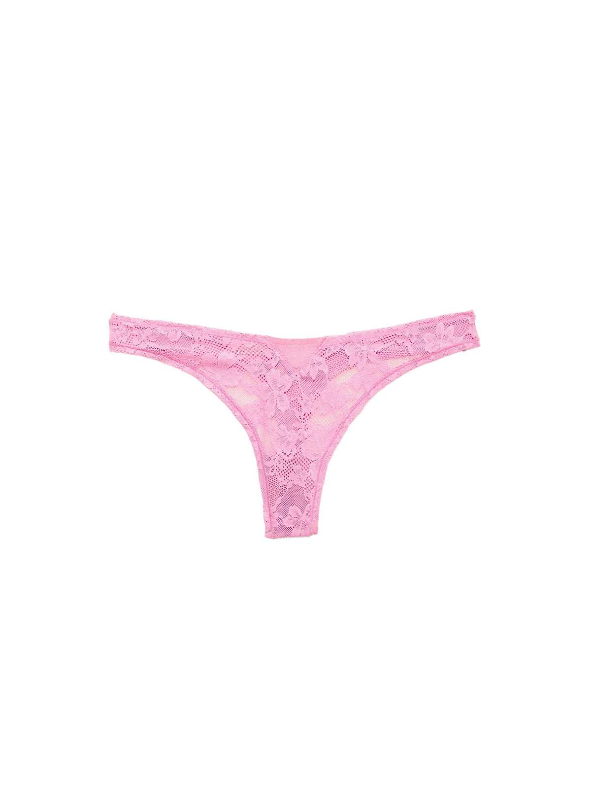 Bisou Pink Le Stretch Lace Thong | Fleur du Mal