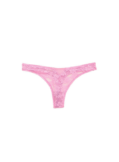 Bisou Pink Le Stretch Lace Thong | Fleur du Mal