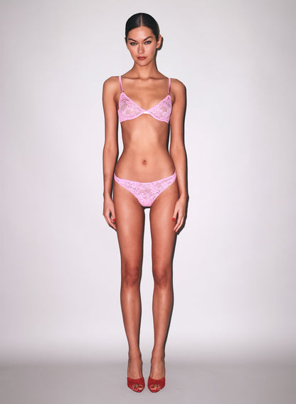 Bisou Pink Le Stretch Lace Cheeky | Fleur du Mal