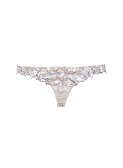 Platinum Lily Embroidery Hipster Thong | Fleur du Mal