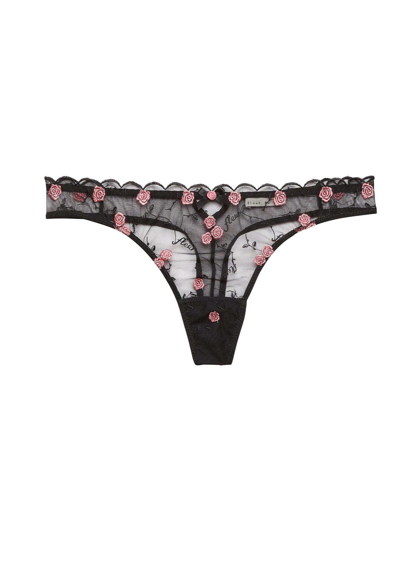 Black Rose & Vine Embroidery Thong | Fleur du Mal
